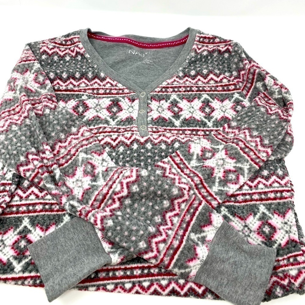 Women’s Nautica Pajama Top - grey fleece - Size Small